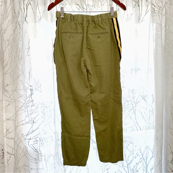 ZADIG & VOLTAIRE green yellow military side leg stripe Pomelo Linen Pants - Picture 5 of 14